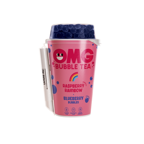 OMG Bubble Tea Raspberry with Blueberry Flavour Bubbles 