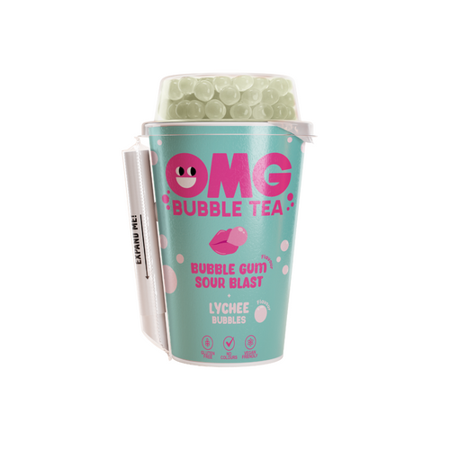 OMG Bubble Tea Bubble Gum with Lychee Bubbles 