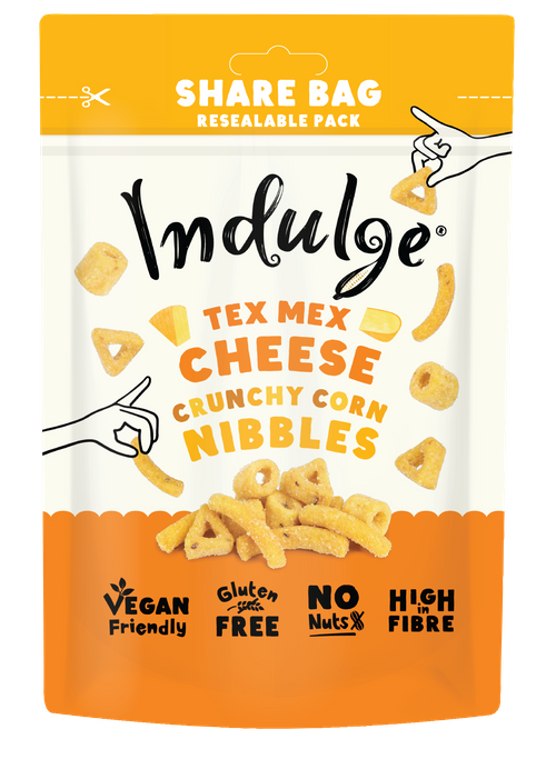 Indulge Crunchy Corn Nibbles - Tex Mex Cheese Flavour (10g-100g)