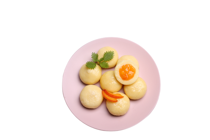 Frozen sweet potato dumplings with apricot stuffing 