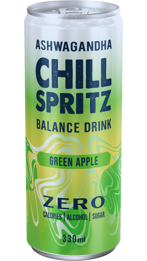 Chill Spritz – Green Apple | Zero Alcohol Functional Sparkling Soda with Ashwagandha, Vitamins & Minerals (330ml Can)