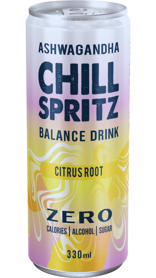 Chill Spritz – Citrus Root | Zero Alcohol Functional Sparkling Soda with Ashwagandha, Vitamins & Minerals (330ml Can)