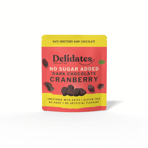 Delidates - Date Sweetened Dark Chocolate coated Cranberry