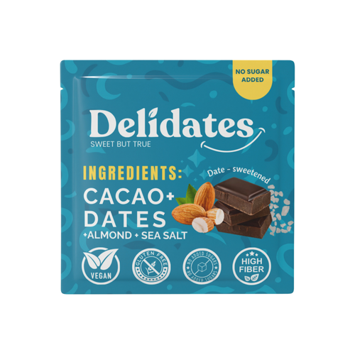 Delidates - Date Sweetened Dark Chocolate with Almond & Sea Salt