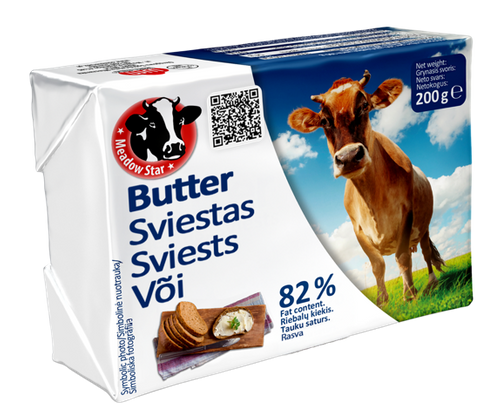 Block of butter 200g 82% Meadow Star