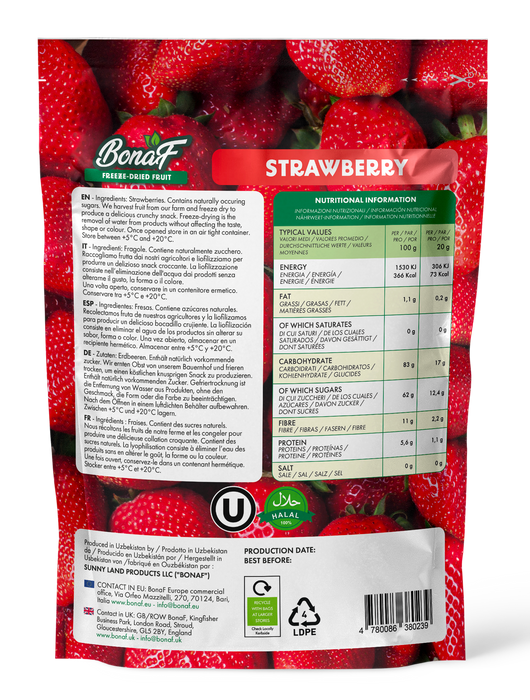 Bonaf Whole Strawberry Freeze Dried Healthy Snacks (Fruit)