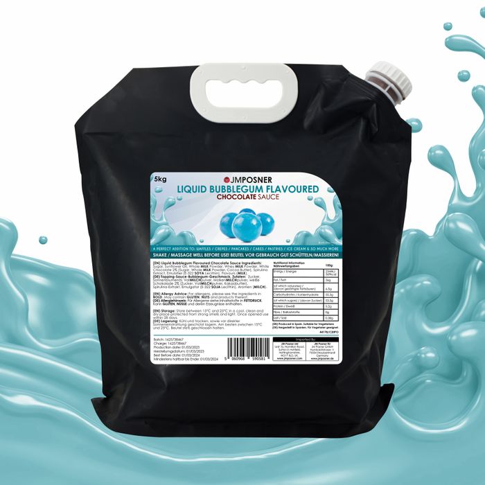 JMP Liquid Blue Bubble Gum Flavoured Chocolate Sauce 5KG Spout Bag