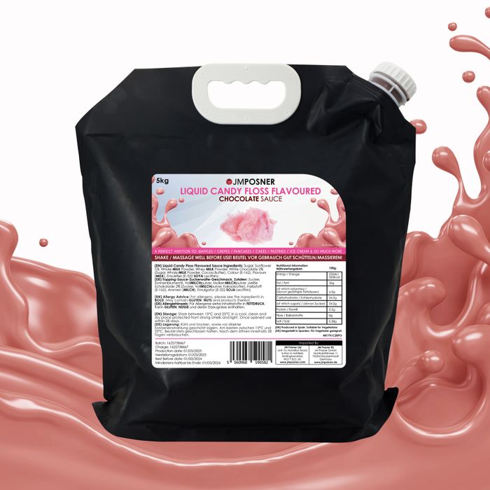 JMP Liquid Pink Candy Floss Flavoured Chocolate Sauce 5KG Spout Bag