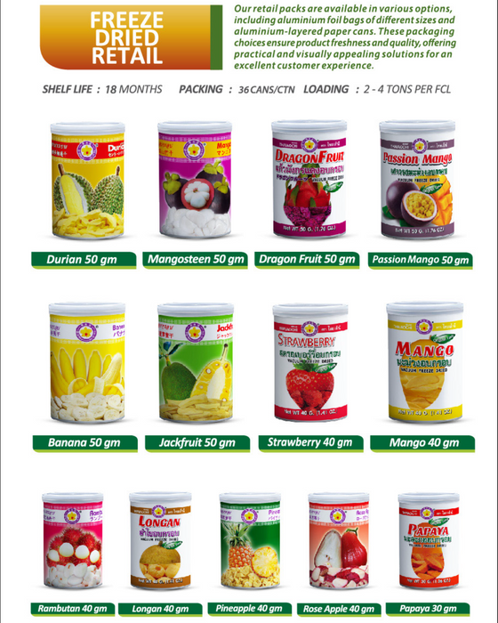 Freeze Dried Fruits - Retail Packaging