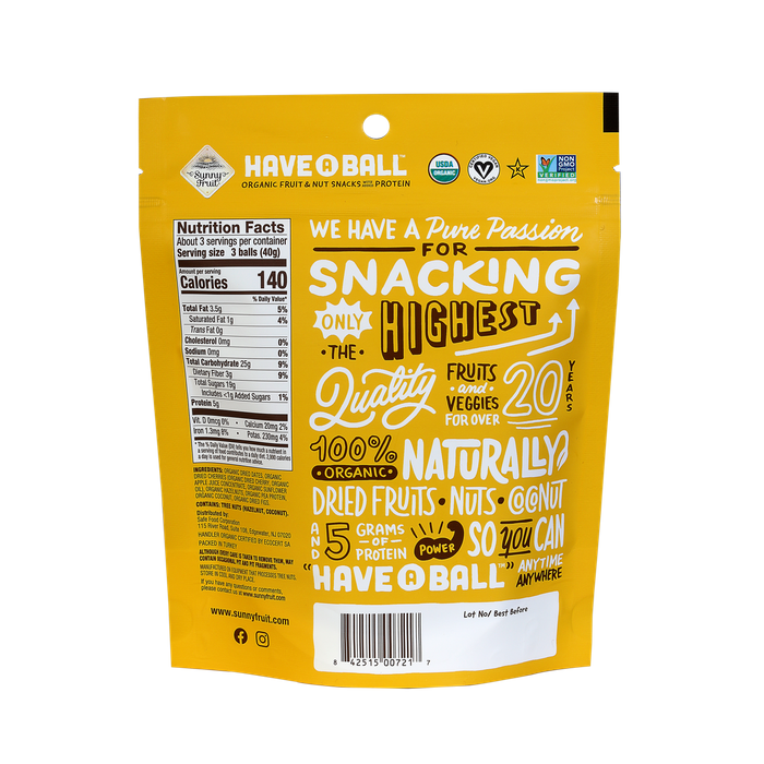 ORGANIC CHERRY & HAZELNUT BALLS W/ ADDED PROTEIN