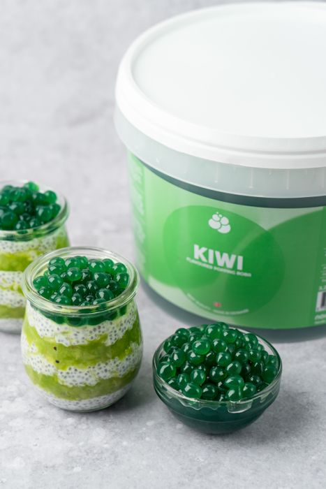 Kiwi Popping Boba for bubble tea & food production