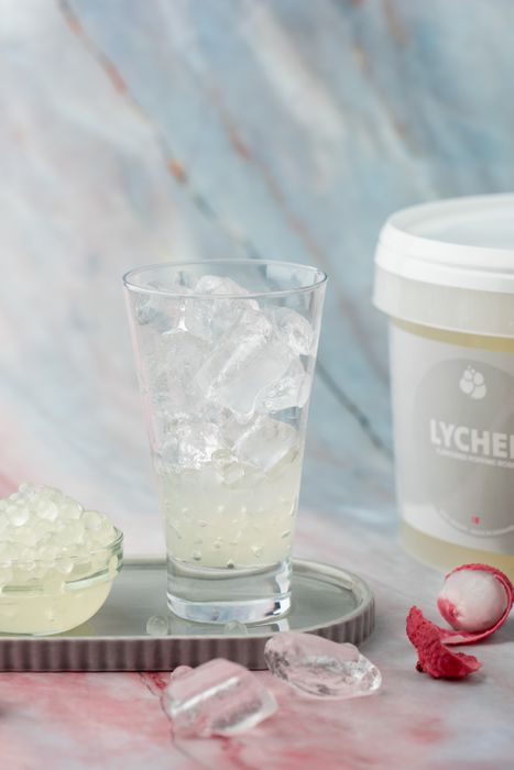 Lychee Popping Boba for bubble tea & food production