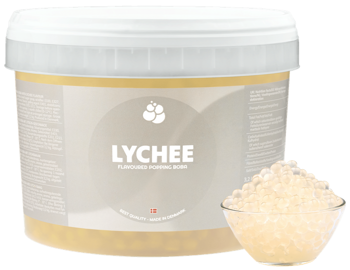 Lychee Popping Boba for bubble tea & food production