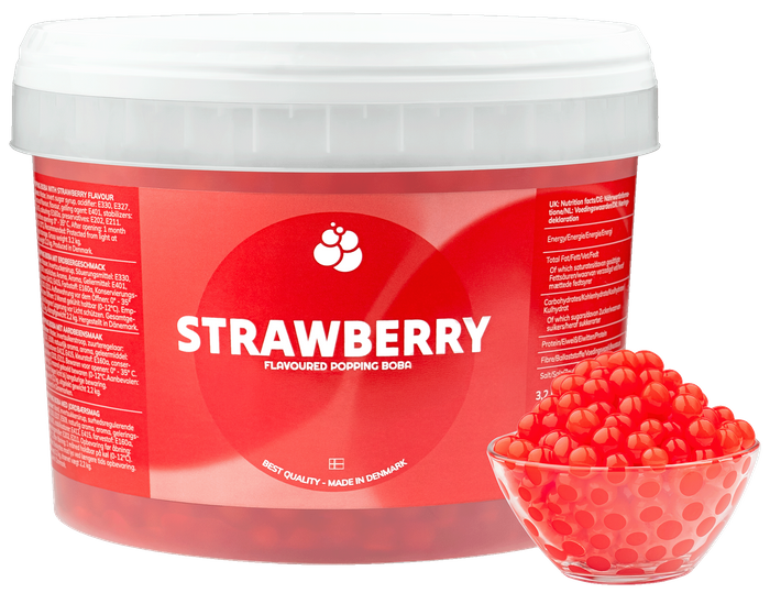 Strawberry Popping Boba for bubble tea & food production