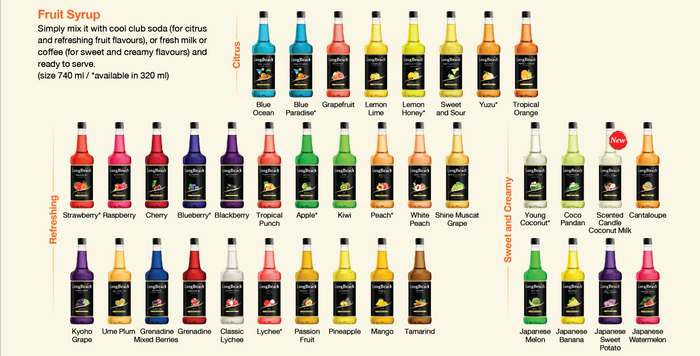 LONGBEACH FRUIT GROUP FLAVOURED SYRUP 740 ML.