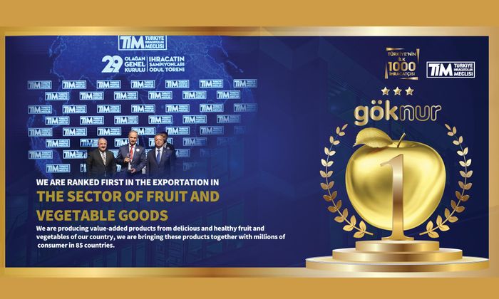 With its export figures in 2021, Göknur Gıda ranked first in the Fruit and Vegetable Products Industry in Turkey, according to the data announced by the Turkish Exporters Assembly (TİM).