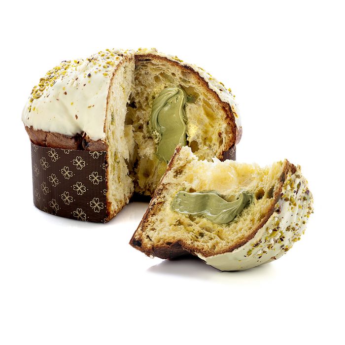 Panettone filled with pistachio cream
