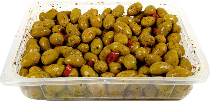 Spicy green olives - bag 500g / tray 2.5 kg