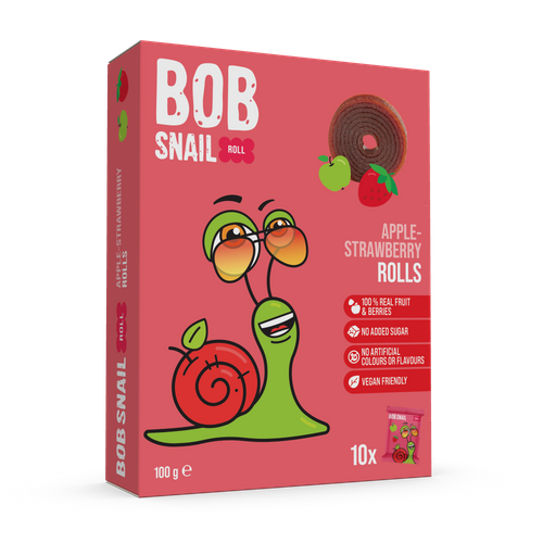 Fruit Rolls Apple-Strawberry TM BOB SNAIL, 100g (10 rolls)