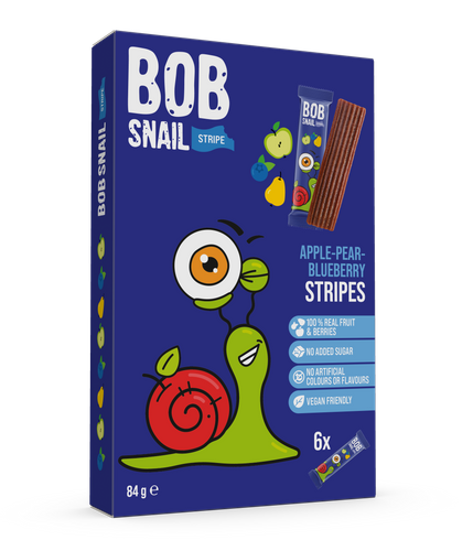 Fruit Stripes Apple-Pear-Blueberry TM BOB SNAIL, 84g (6 stripes)
