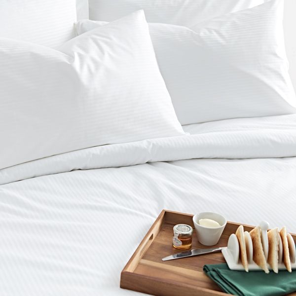 Luxury Cotton Micro Stripe 300 Thread Count Duvet Cover - White