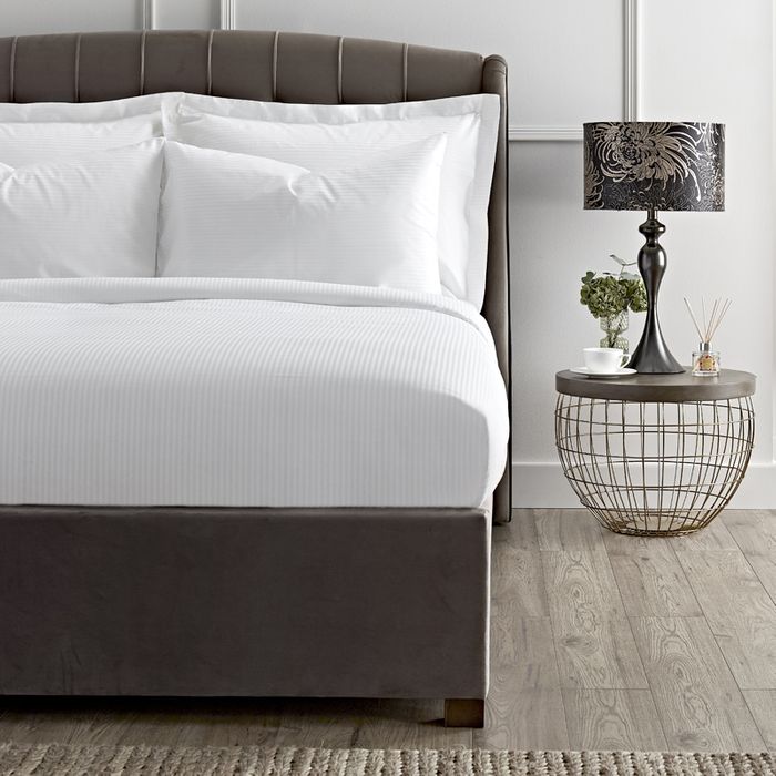 Luxury Cotton Micro Stripe 300 Thread Count Duvet Cover - White