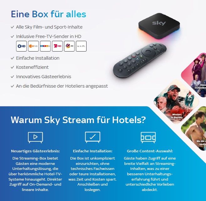 Sky Stream - das innovative Streaming-Produkt für die Hotellerie