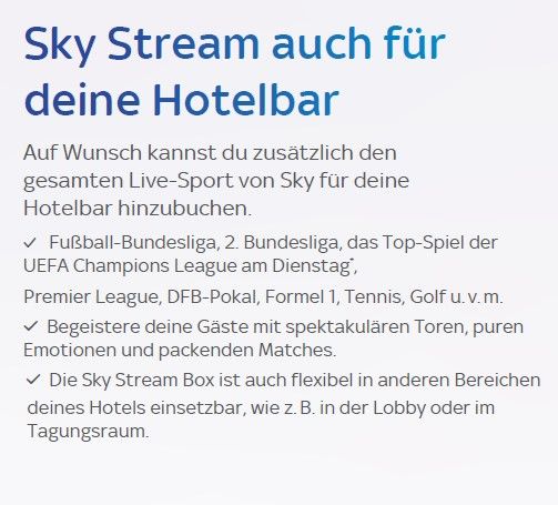 Sky Stream - das innovative Streaming-Produkt für die Hotellerie