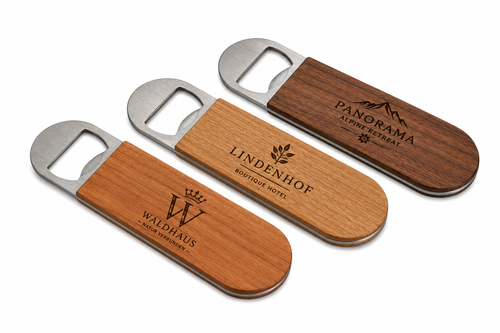 Personalisierte Flaschenöffner aus Holz für Hotels, Bars & Restaurants