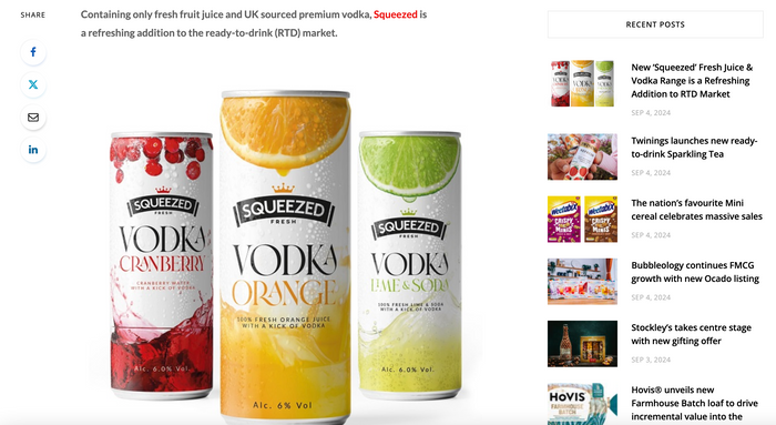 New ‘Squeezed’ Fresh Juice & Vodka Range is a Refreshing Addition to RTD Market