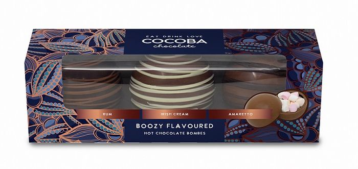 Boozy Flavoured Hot Chocolate Bombes with mini marshmallows
