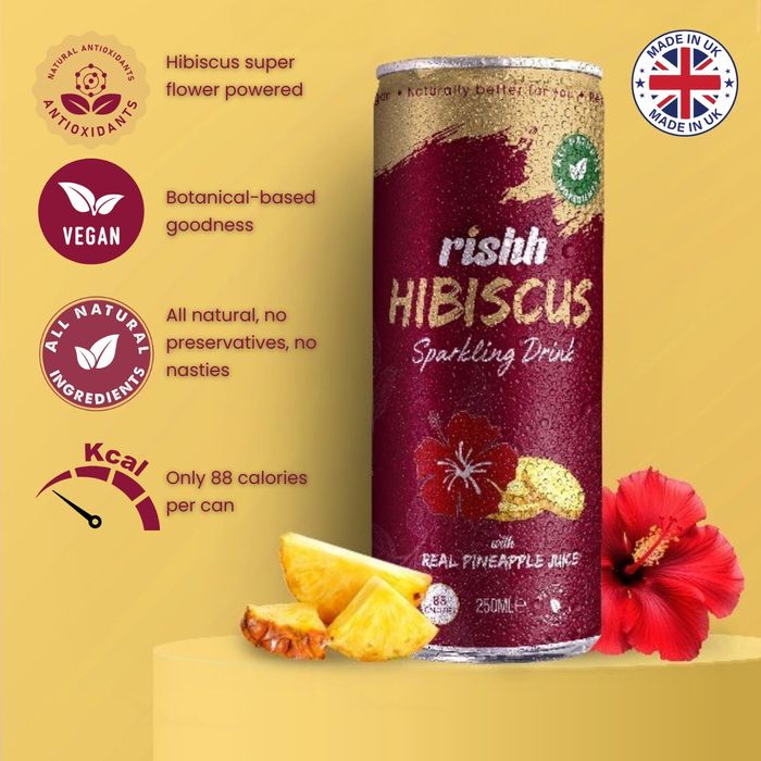 Rishh Sparkling Hibiscus drinks; Pineapple & Ginger