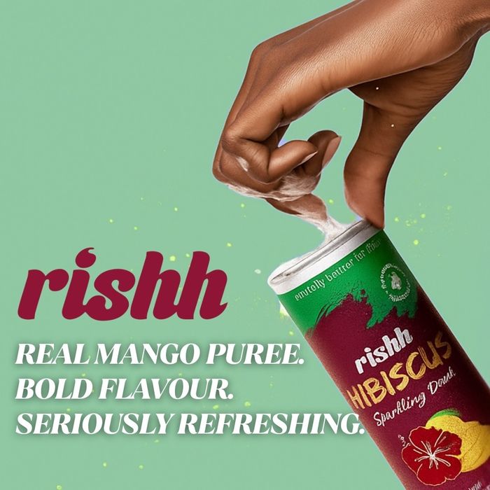 Rishh Sparkling Hibiscus drink; Mango and lemon