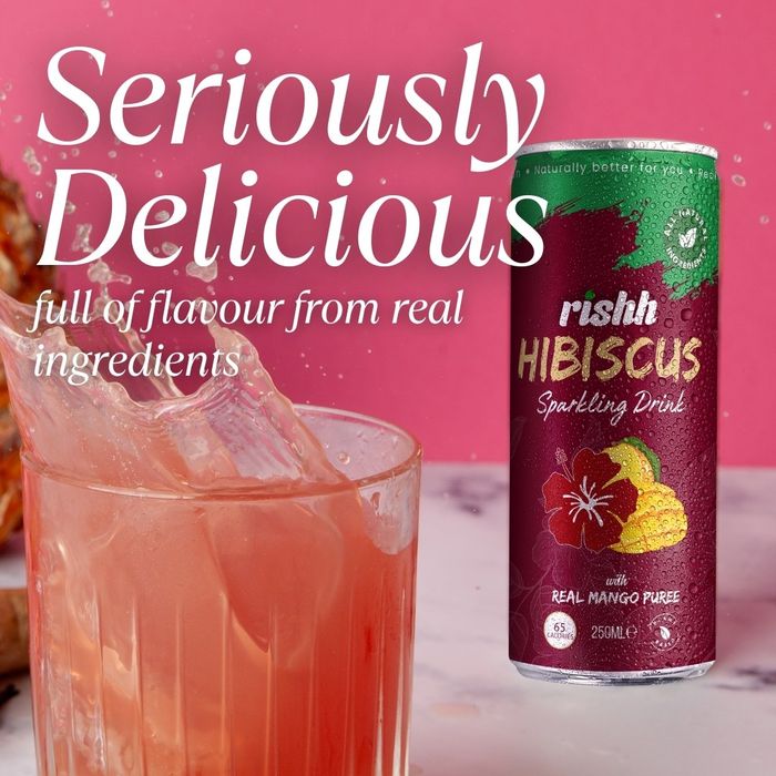 Rishh Sparkling Hibiscus drink; Mango and lemon