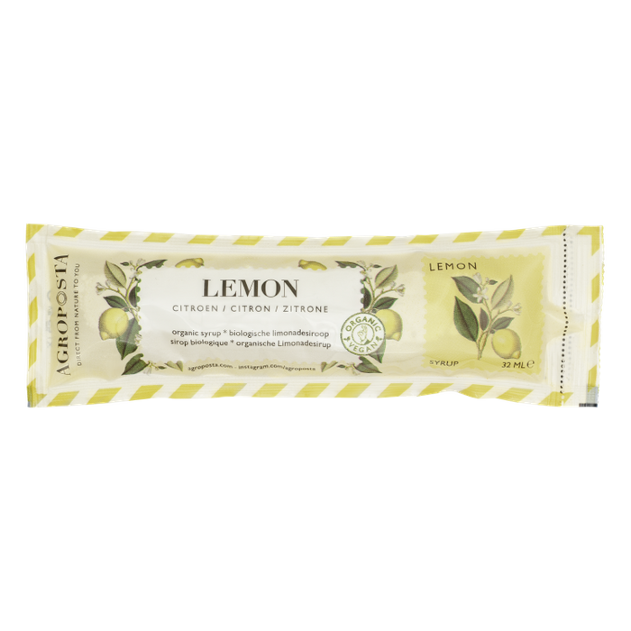 Lemon cordial syrup in a 32 ml recyclable sachet Organic