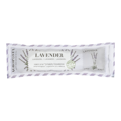 Lavender cordial syrup in a 32 ml recyclable sachet Organic