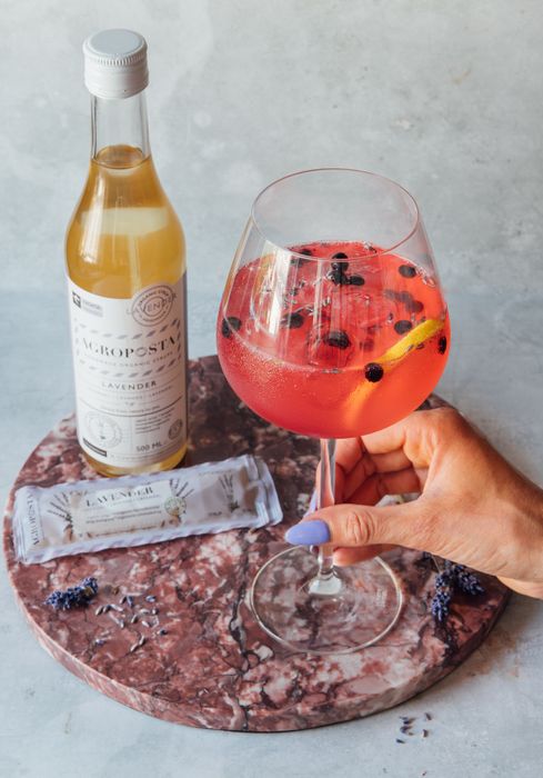 Lavender cordial syrup in a 32 ml recyclable sachet Organic