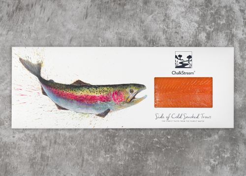 A whole side of cold smoked ChalkStream trout, sliced, unsliced (min 650g)