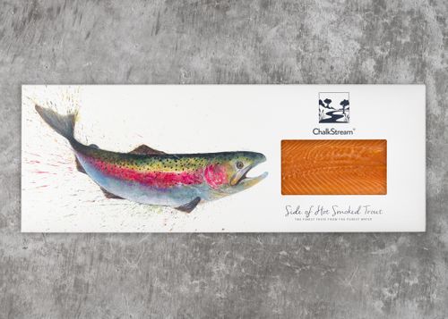 Whole side hot smoked ChalkStream trout (min 650g)