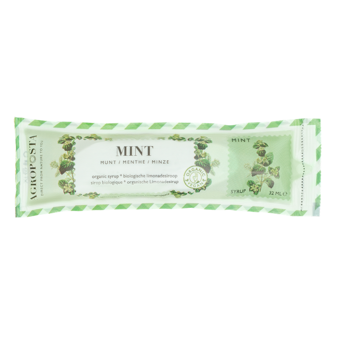 Mint cordial syrup in a 32 ml recyclable sachet Organic