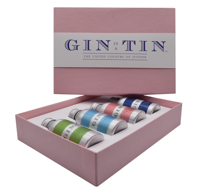 Gift Set of Four London Dry Gins In A Pink Gift Box