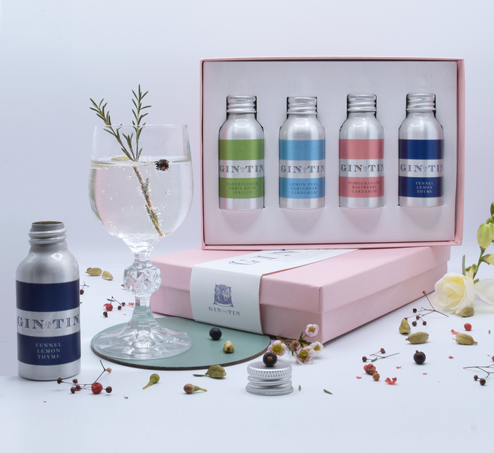 Gift Set of Four London Dry Gins In A Pink Gift Box