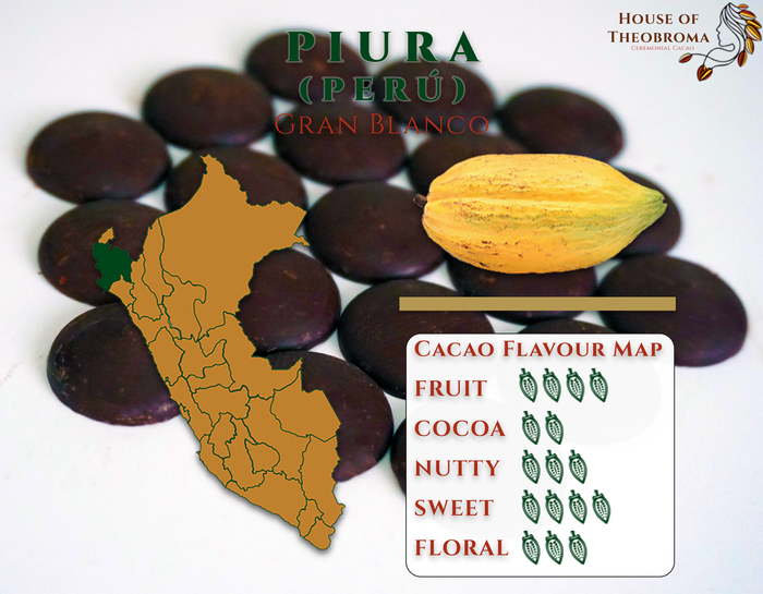100% Raw Ceremonial Grade Theobroma Cacao EasyDrops (Gran Blanco Criollo) - Piura, Perú