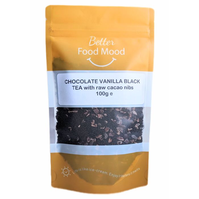Indulge Chocolate Vanilla Tea with Raw Cacao Nibs 100g