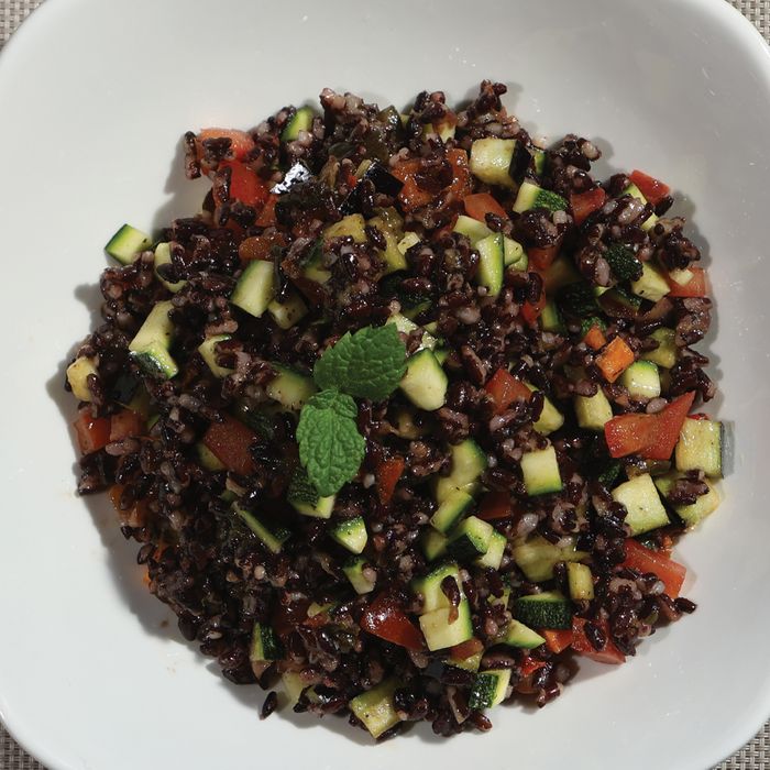 Black rice and vegetables rich salad - gluten free