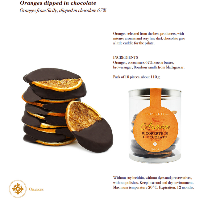 Oranges dipped in chocolate