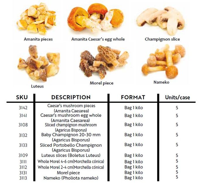 Frozen Mushrooms, Boletus Edulis, Mixed