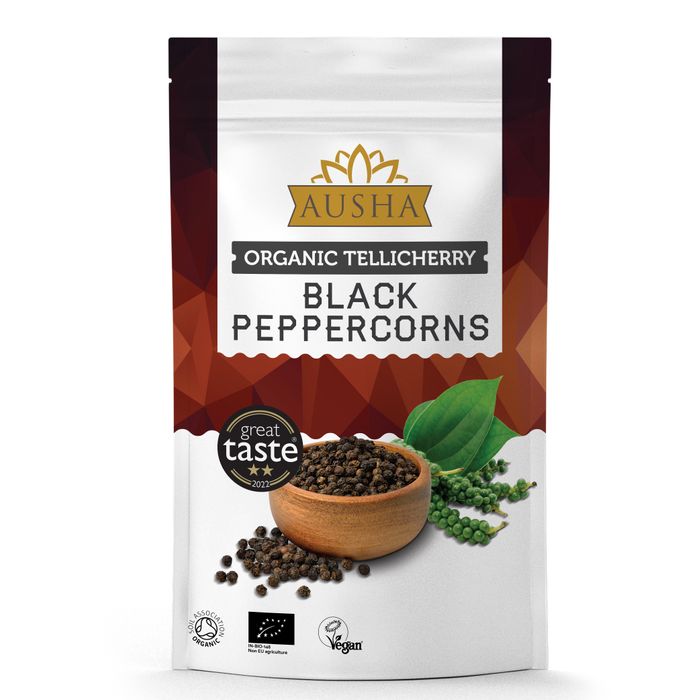 1* GREAT TASTE AWARD 2024 Organic Tellicherry Black Peppercorns 100g