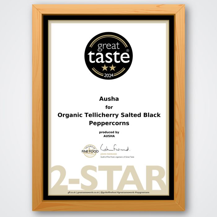 2** GREAT TASTE AWARD 2024 Organic Tellicherry Salted Black Peppercorns