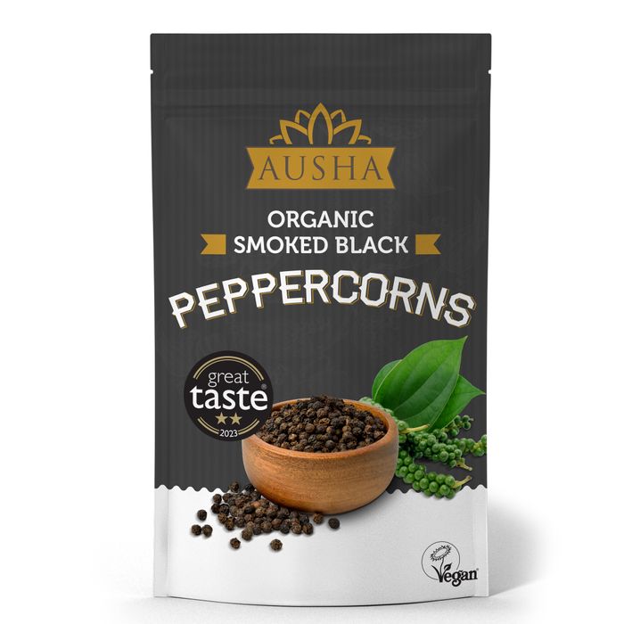 2** GREAT TASTE AWARD  Organic Smoked Tellicherry Black Peppercorns